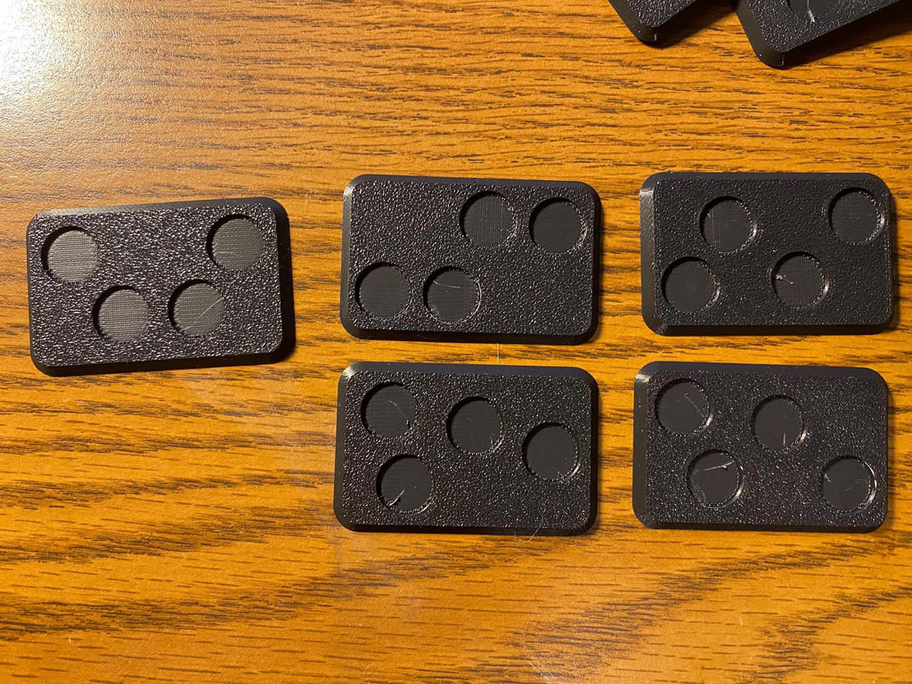 Magnet ready bases with holes compatible with Flames of War and Team Yankee