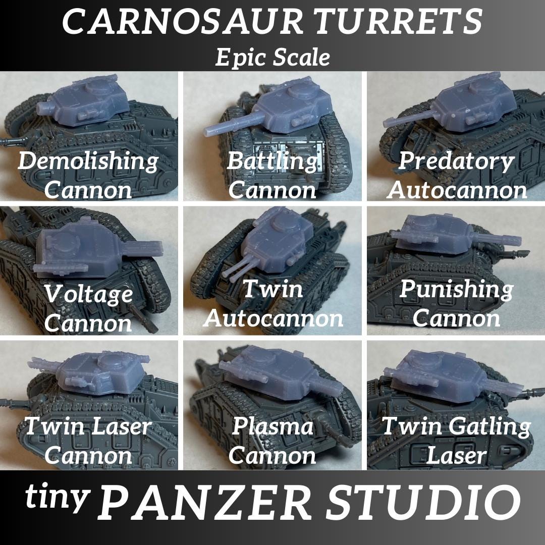 10x Carnosaur turrets compatible with epic scale games